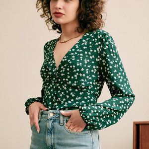 V-Neck Floral Printed Blouse